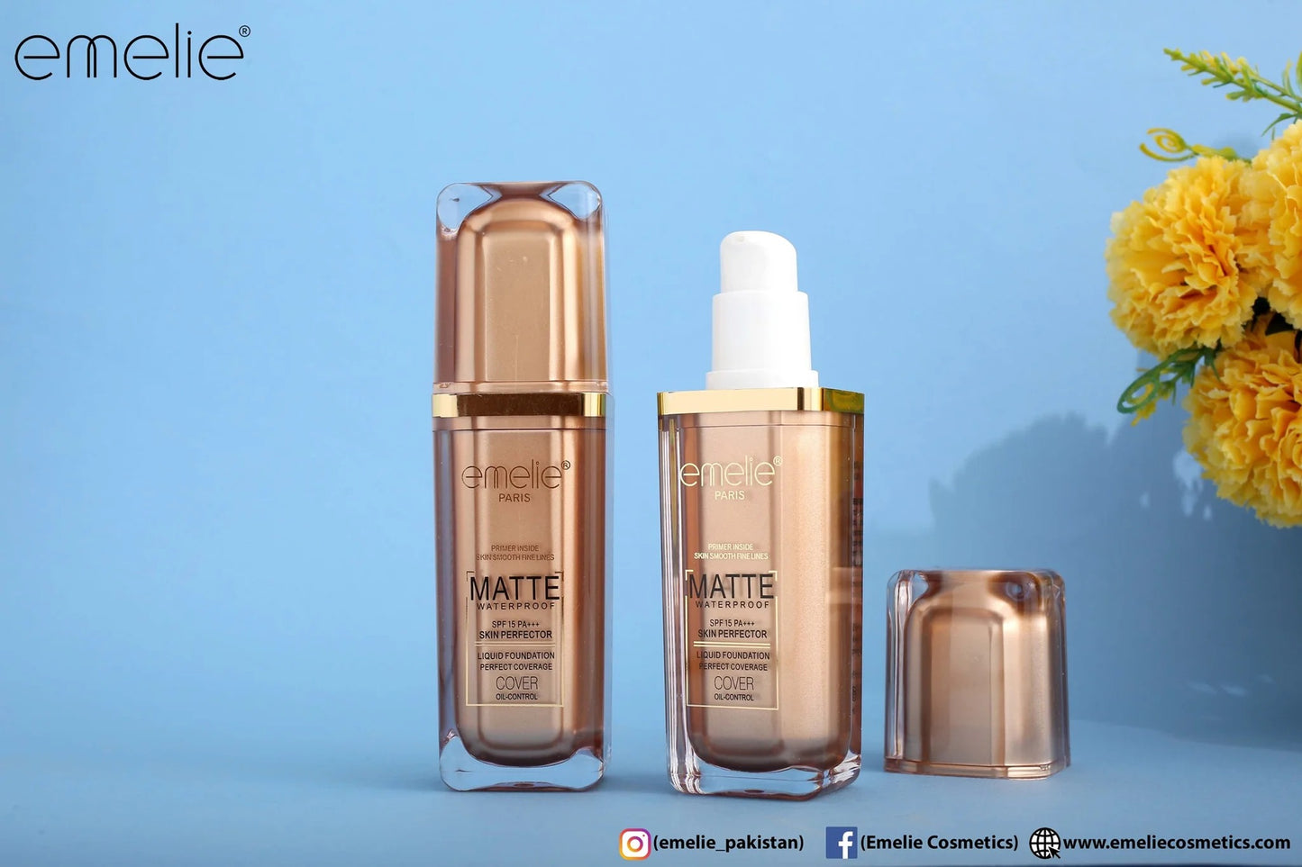 Emelie Prime Inside Skin Smooth fine line Matte Waterproof Liquid Foundation