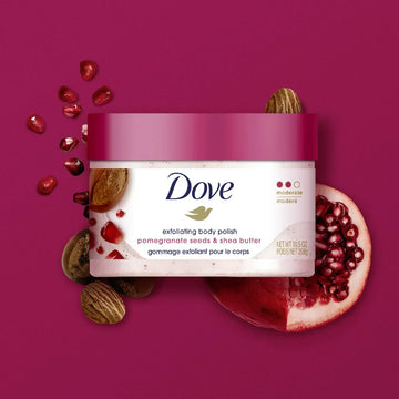 Dove Exfoliating Pomegranate Seeds & Shea Butter Body Cream 298g | Nourishing Body Scrub & Moisturizing Care
