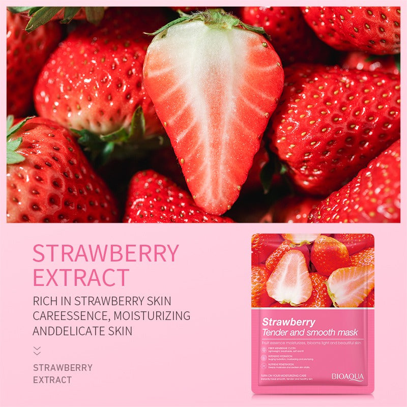 Bioaqua Pack Of 5 Fruit Plant Extract Moisturizing Brighten Facial Sheet Mask For Skin Care