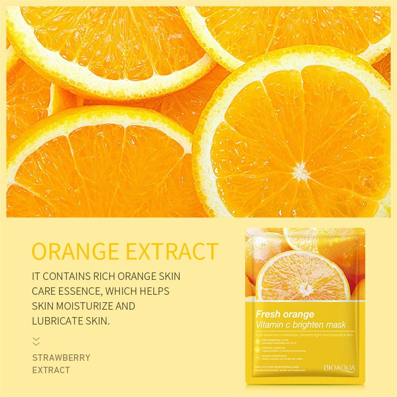 Bioaqua Pack Of 5 Fruit Plant Extract Moisturizing Brighten Facial Sheet Mask For Skin Care